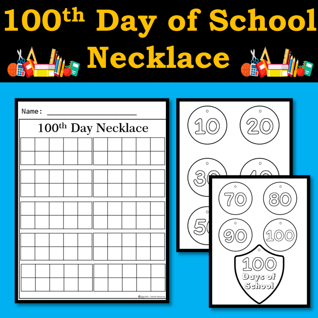  100th Day Necklace Printable Free Printable Templates