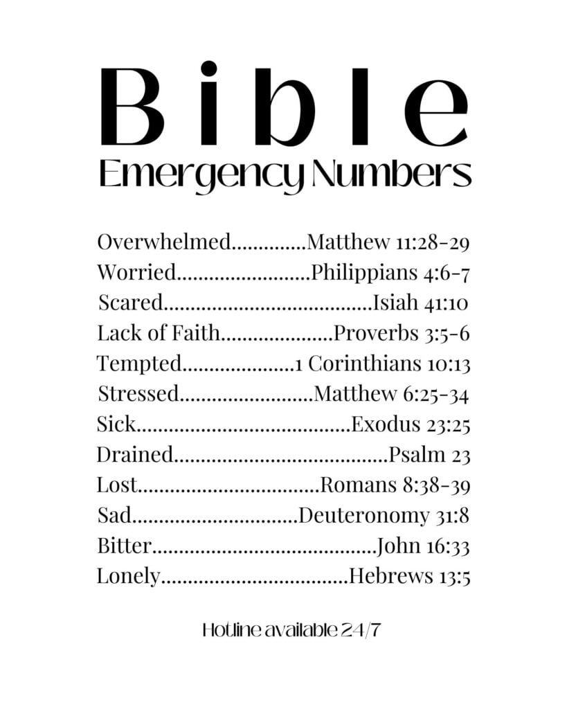 Printable Bible Emergency Numbers Free Printable Templates