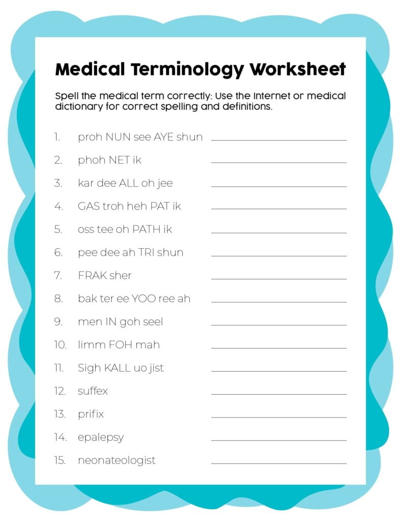 10 Best Free Printable Medical Worksheets Printablee