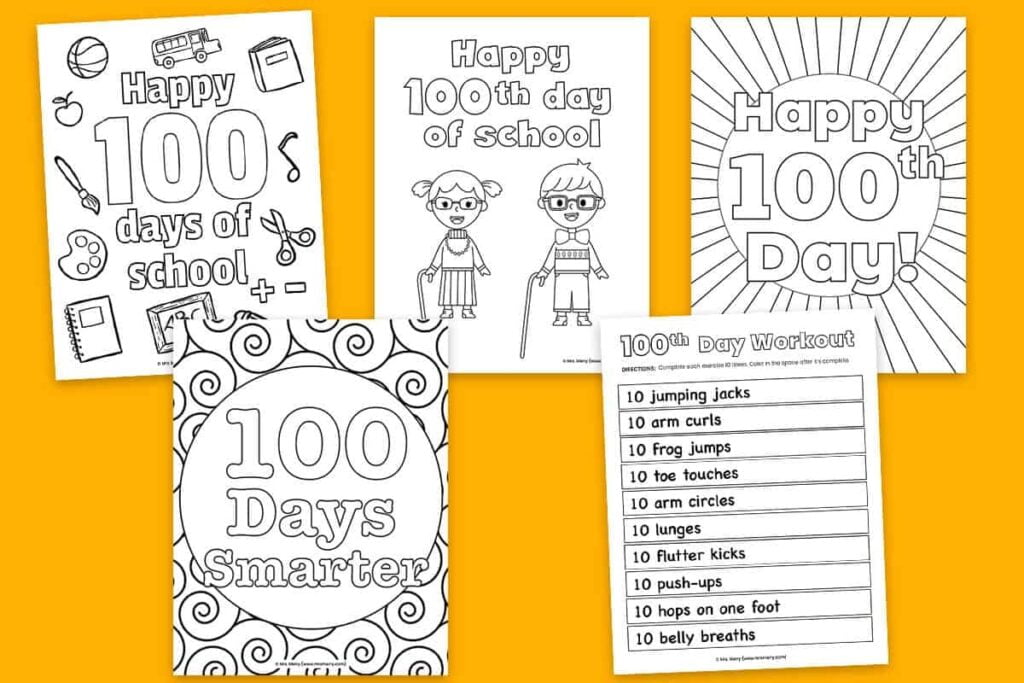 100 Days Of School Activities Coloring Pages Free Printables Mrs Merry