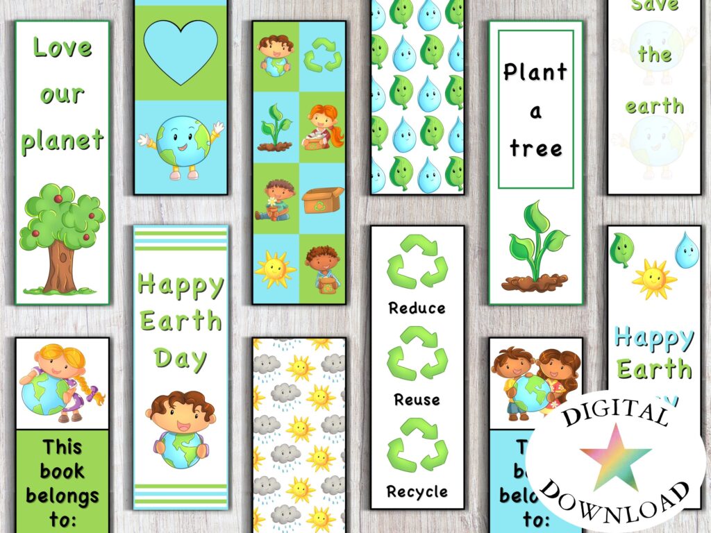 12 Earth Day Bookmarks Printable Bookmarks For Kids Etsy Ireland