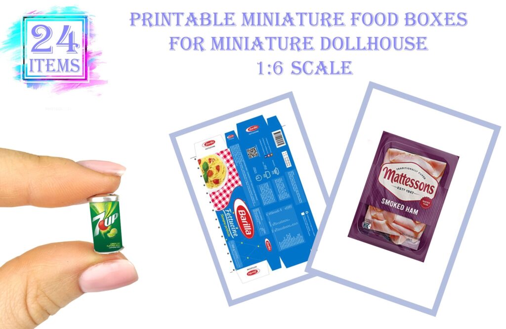 24 Printable Food Packaging For Miniature Dollhouse 1 6 Scale Etsy de