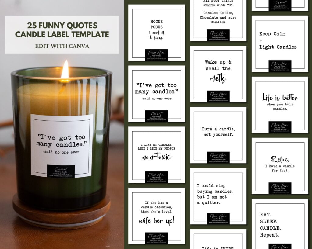 25 Funny Candle Label Design Template Canva Template For Etsy