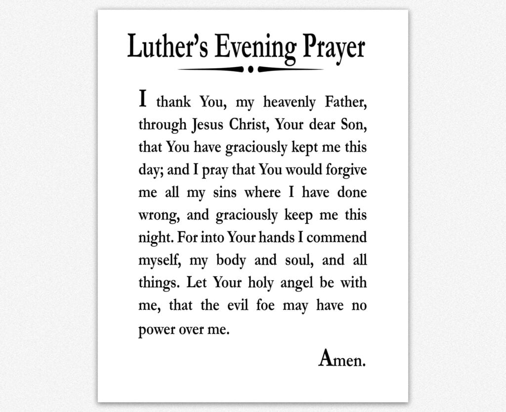 Amazon Luther s Evening Prayer Print Daily Christian Prayer Art 20 X 30 White Posters Prints