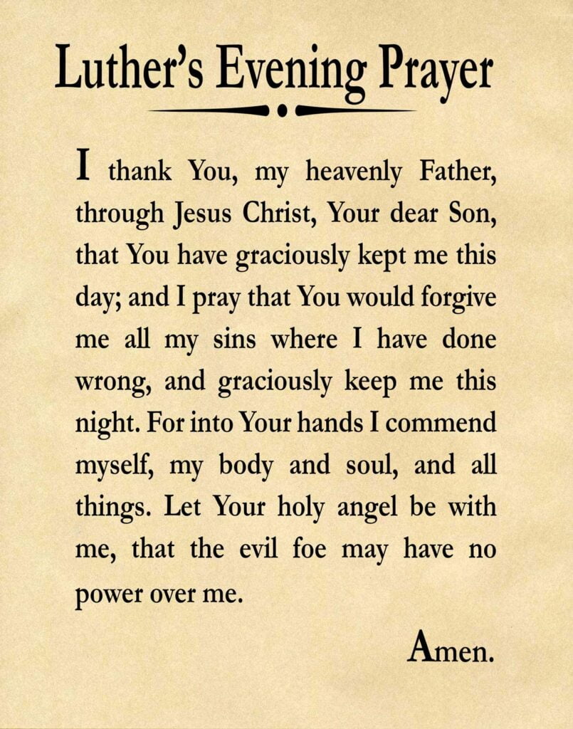 Amazon Luther s Evening Prayer Print Daily Christian Prayer Art 23 4 X 33 1 A1 Parchment Posters Prints