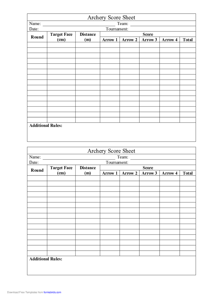 Archery Score Sheet Edit Fill Sign Online Handypdf