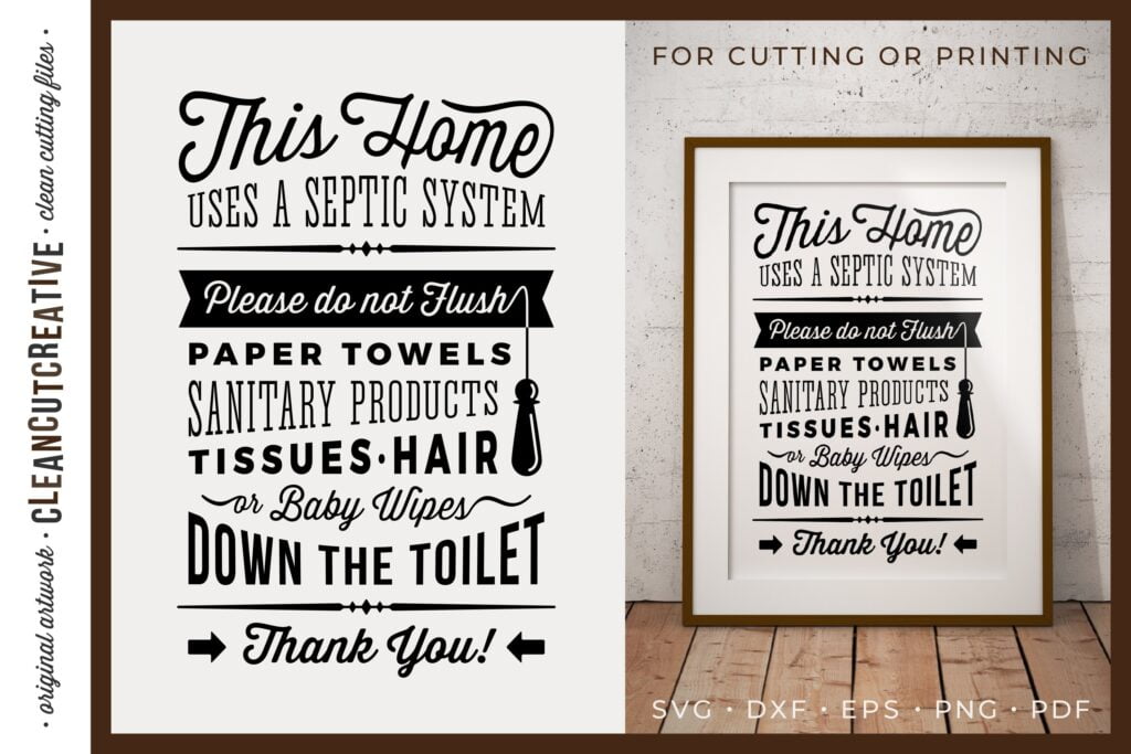 Bathroom Sign Septic System For Cutting Or Printing SVG PDF