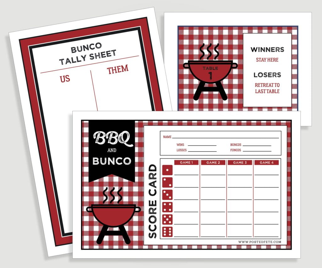 BBQ Bunco Score Card Set Summer BUNCO Includes Us Them Etsy