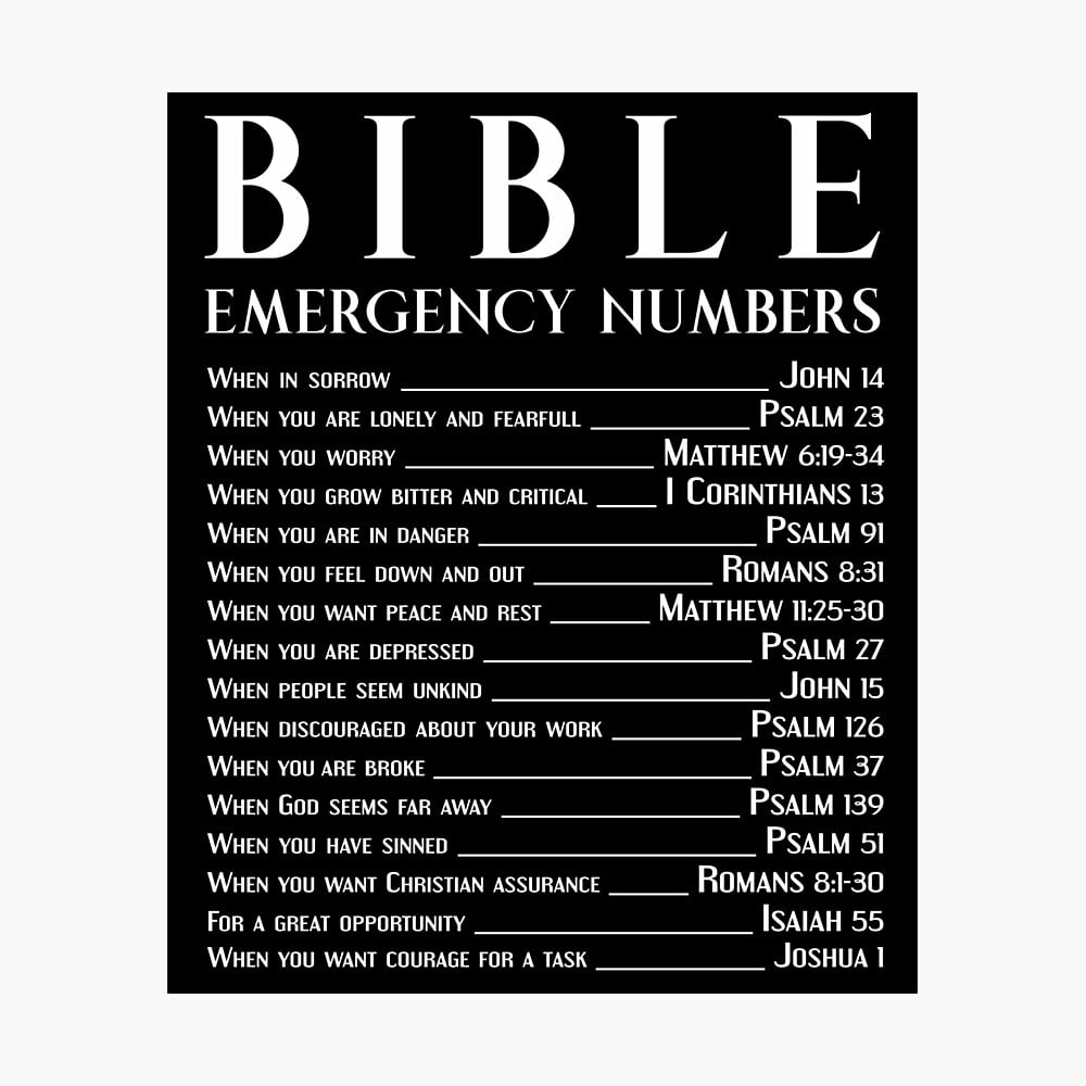 Bible Emergency Numbers Poster For Sale By ShamanShore Redbubble