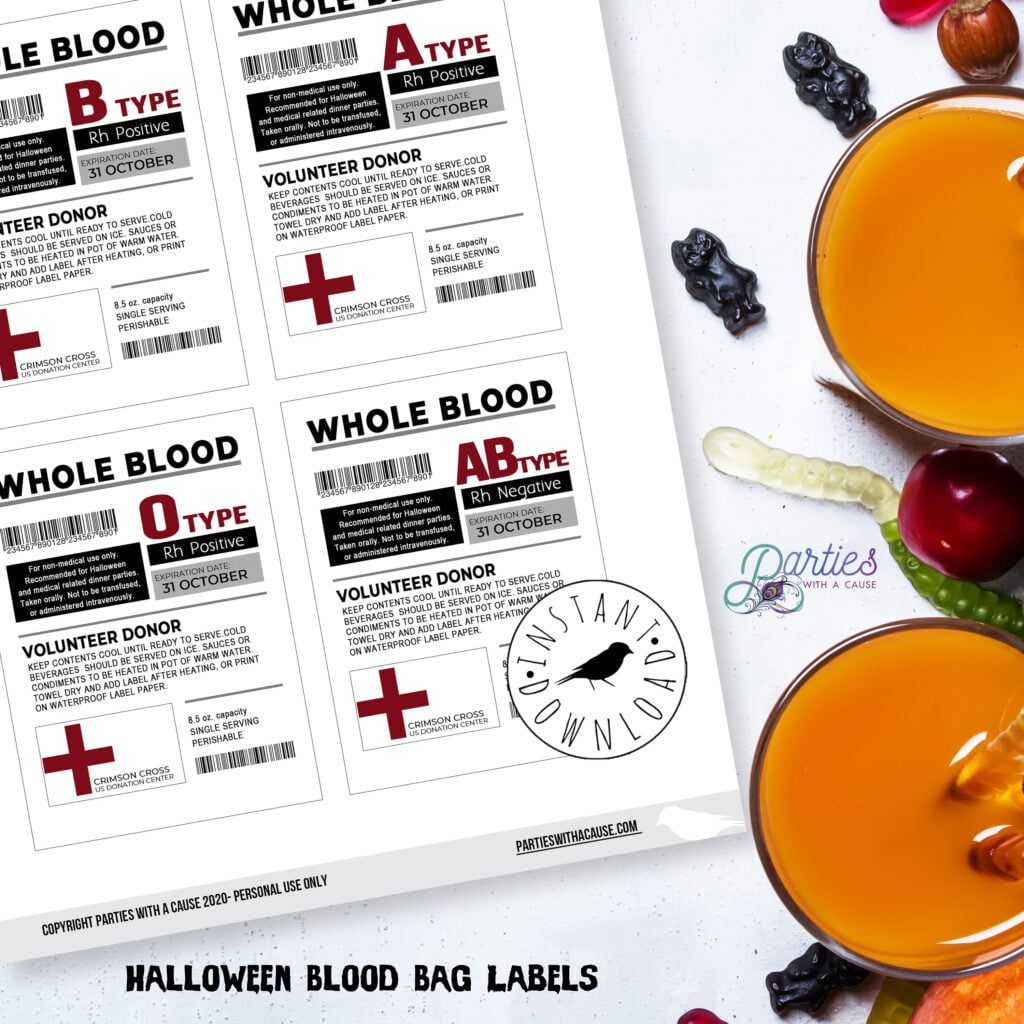 Blood Bag Labels For Halloween Drinks IV Drink Bag Etsy de