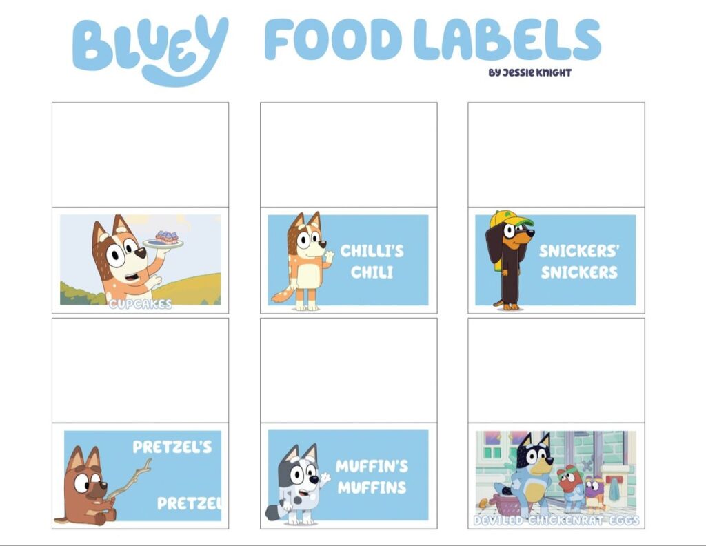 Bluey Party Food Labels 2nd Birthday Party Themes Animal Birthday Party Boy Birthday Parties
