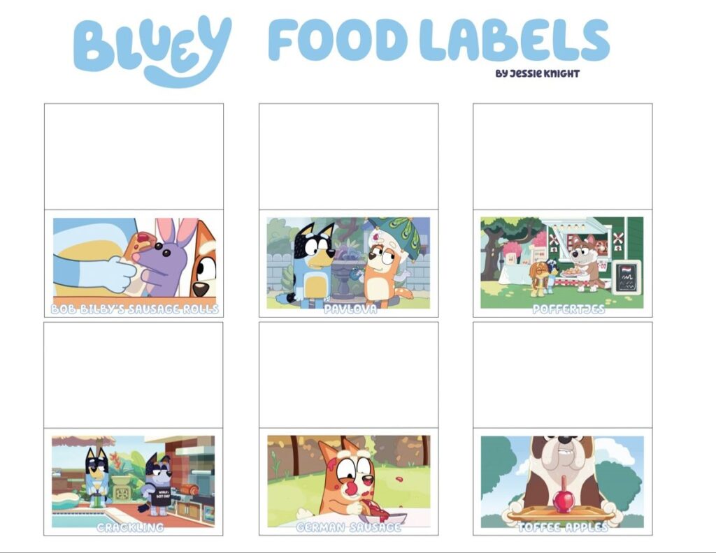 Bluey Party Food Labels 2nd Birthday Party Themes Boy Birthday Party Themes Kids Birthday Themes