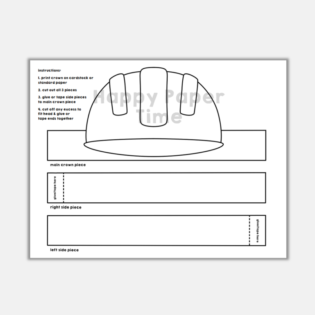 Builder Helmet Construction Paper Crown Printable Coloring Craft Activity Made By Teachers