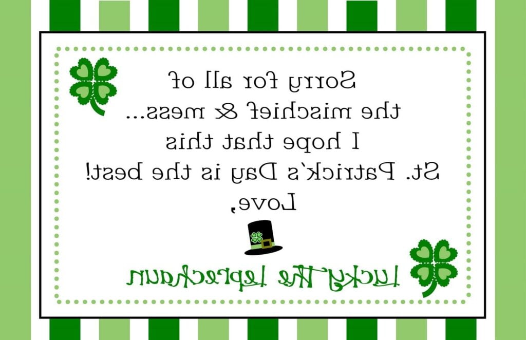 Busy Bees Backwards Letter From The Leprechaun Lucky The Leprechaun St Patrick Day Activities Backwards Letters