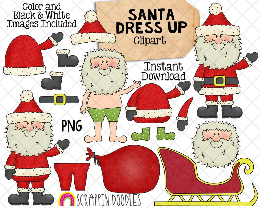 Buy Santa Claus Dress Up Clipart Create A Santa Clip Art Paper Online In India Etsy