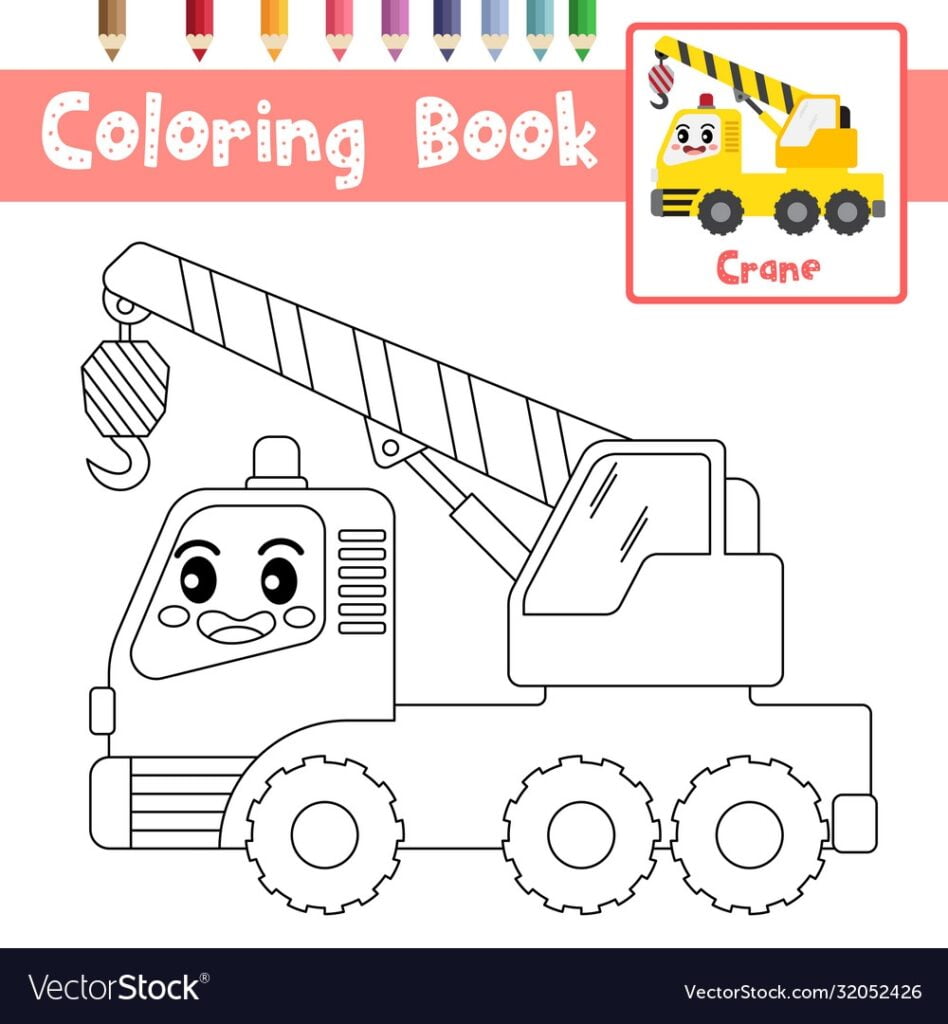 Coloring Page Crane Cartoon Character Side View Vector Image