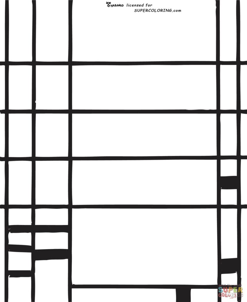Composition 10 By Piet Mondrian Coloring Page Free Printable Coloring Pages