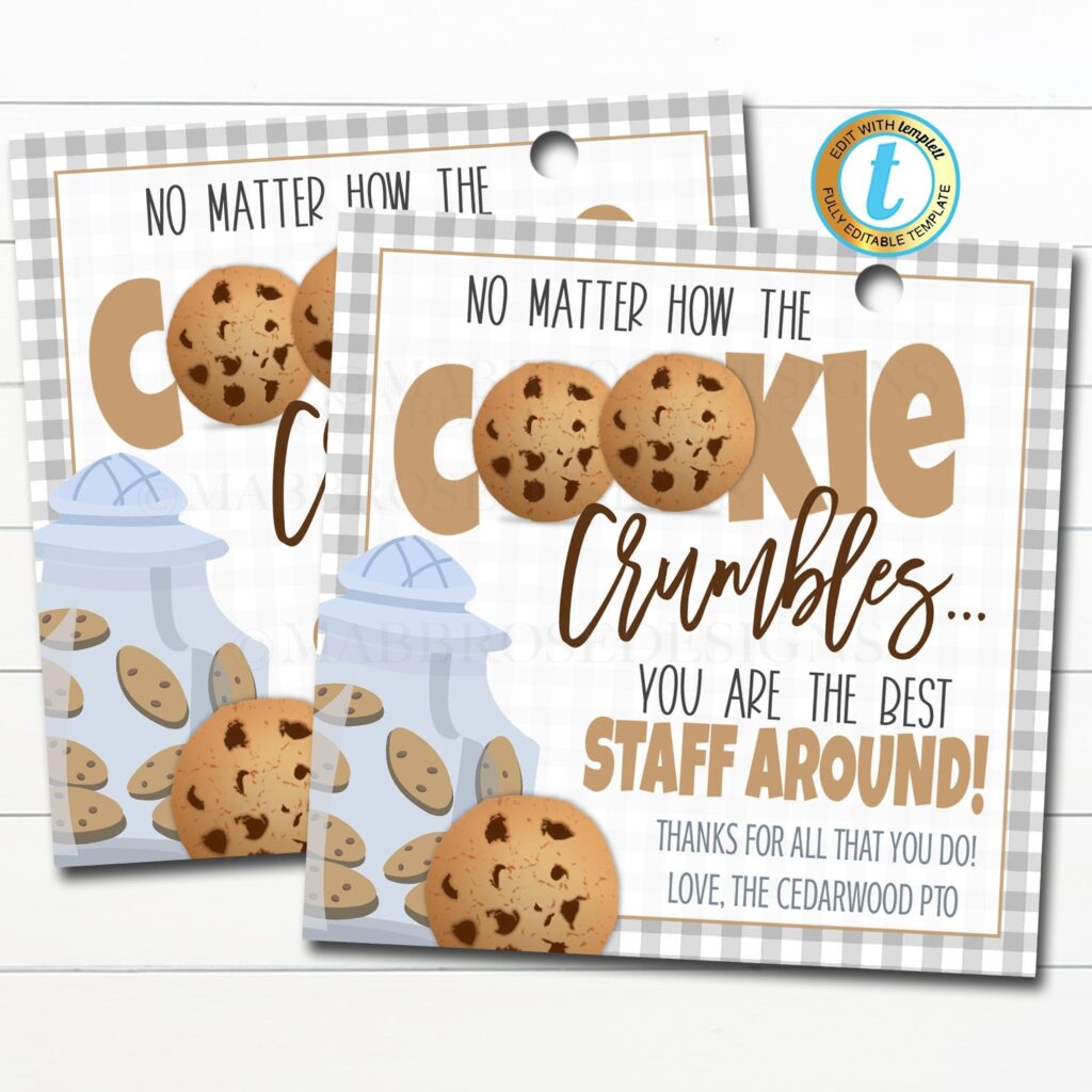 Cookie Thank You Gift Tags Appreciation Week Teacher Staff Etsy de