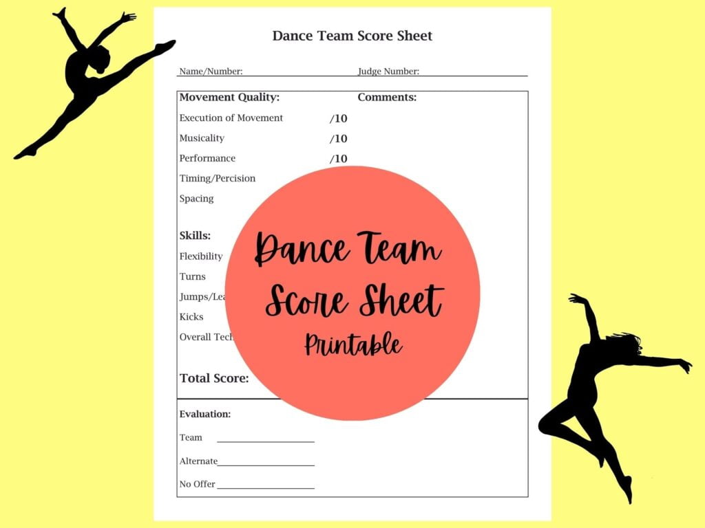 Dance Team Score Sheet Printable Etsy de