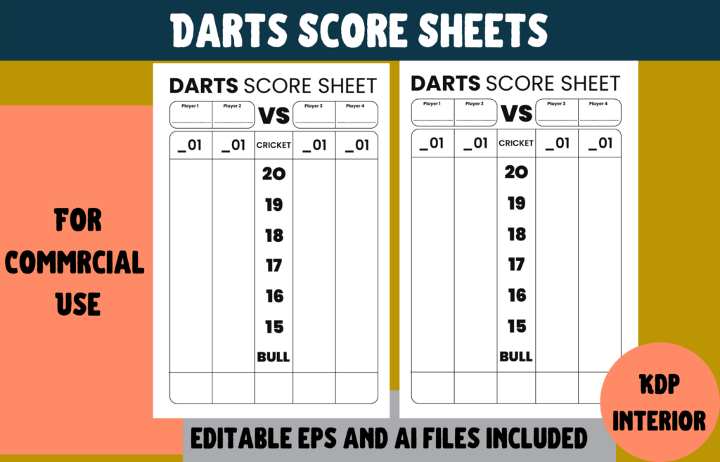Darts Score Sheets KDP Interior Grafik Von Cool Worker Creative Fabrica