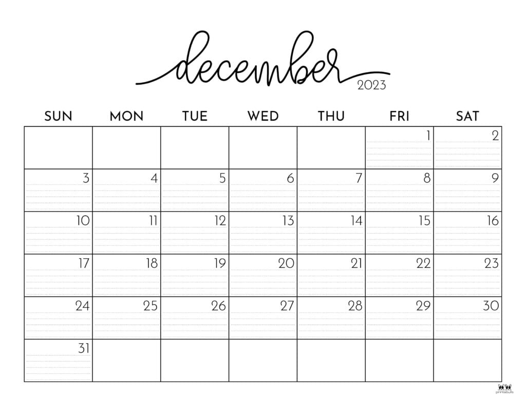 December 2023 Calendars 50 FREE Printables Printabulls