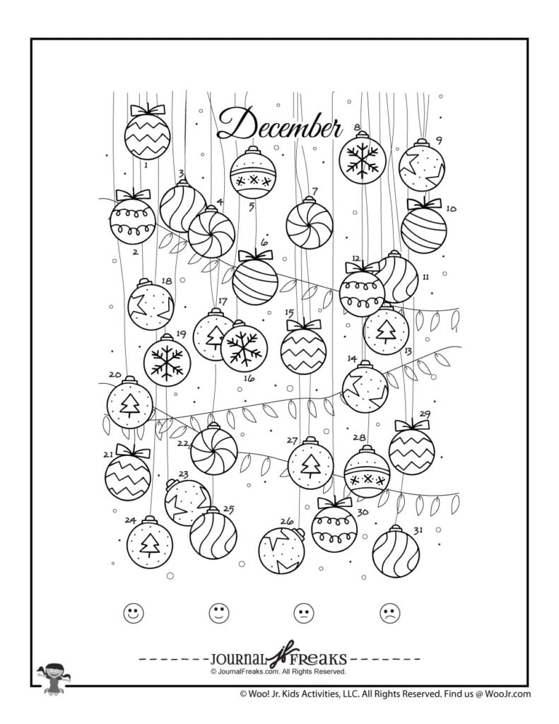 December Ornament Printable Mood Tracker Woo Jr Kids Activities Children s Publishing