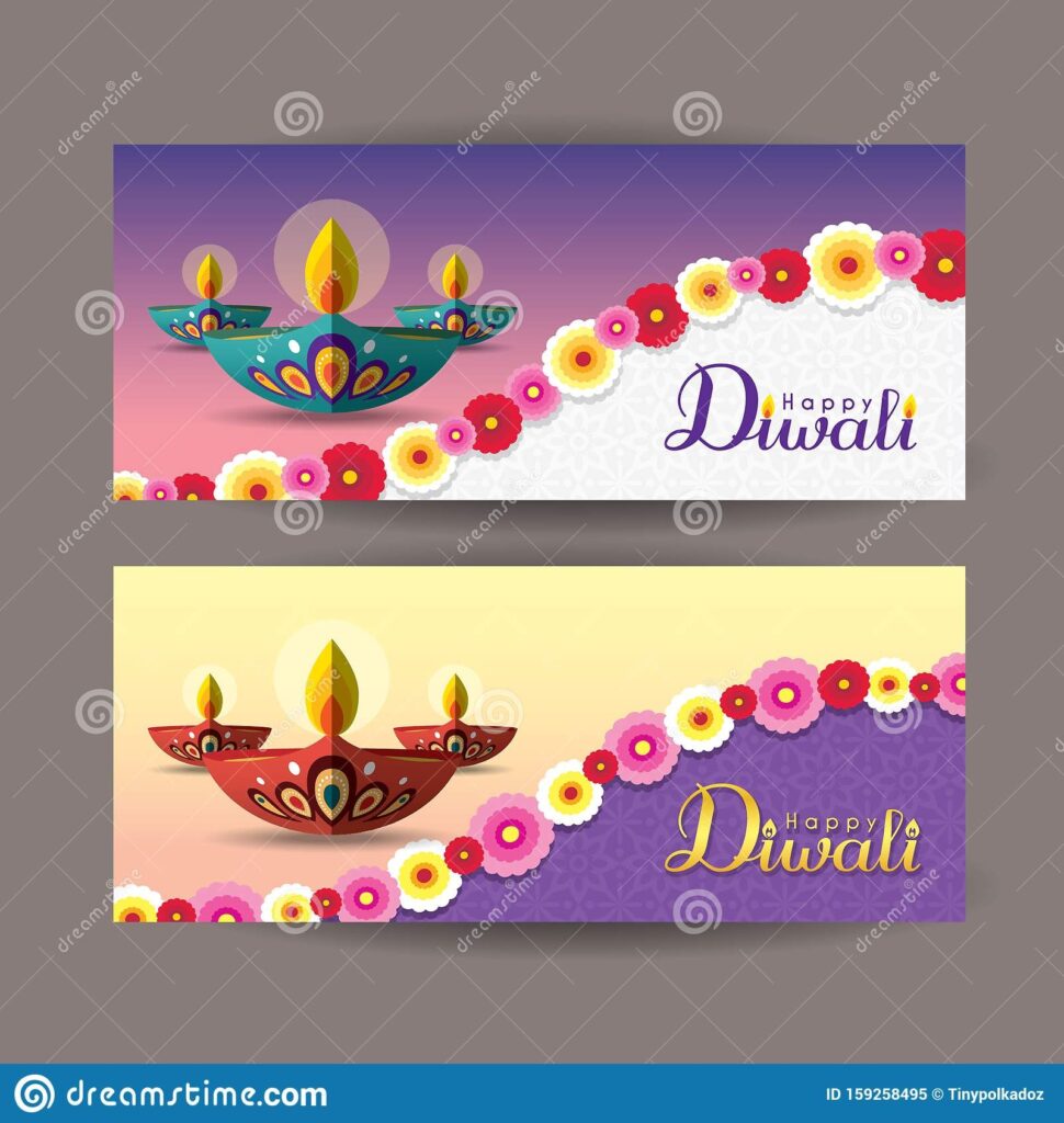 Diwali Or Deepavali Banner Template Design Stock Vector Illustration Of Diya Celebration 159258495