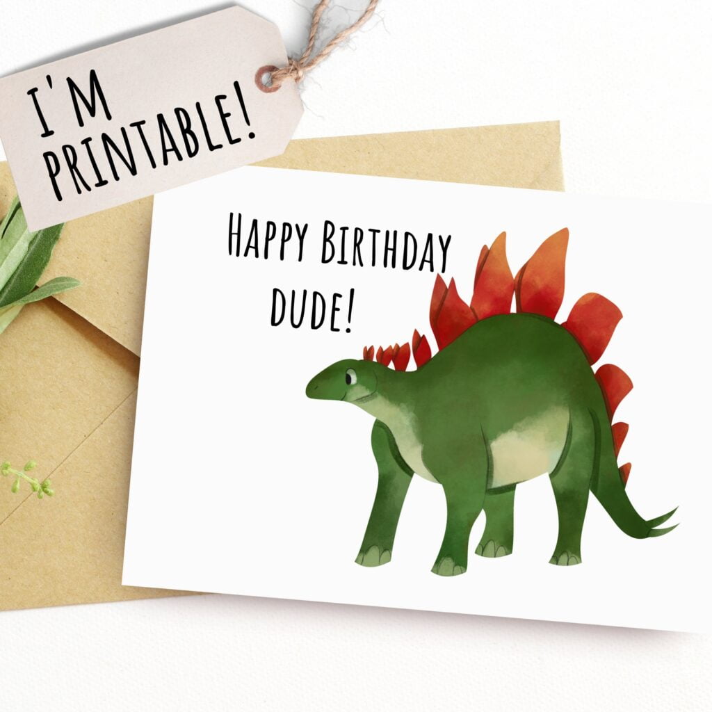 Druckbare Happy Birthday Dude Dinosaurier Karte F r Kinder Etsy de