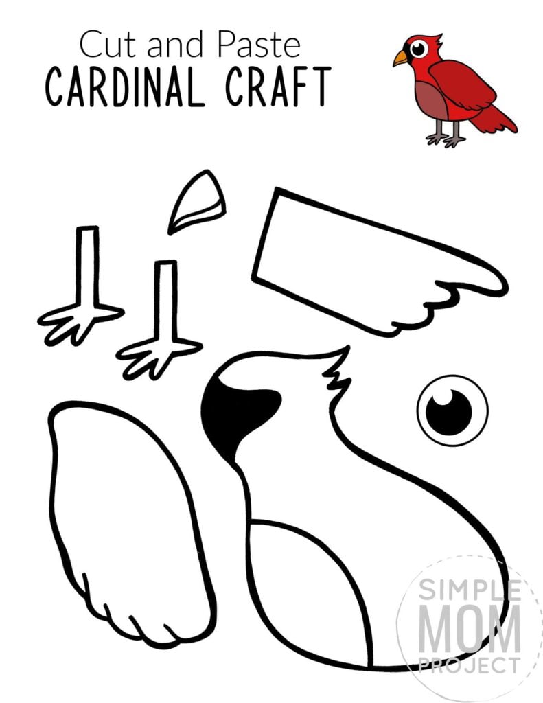 Easy And Free Printable Cut And Paste Cardinal Craft For Kids