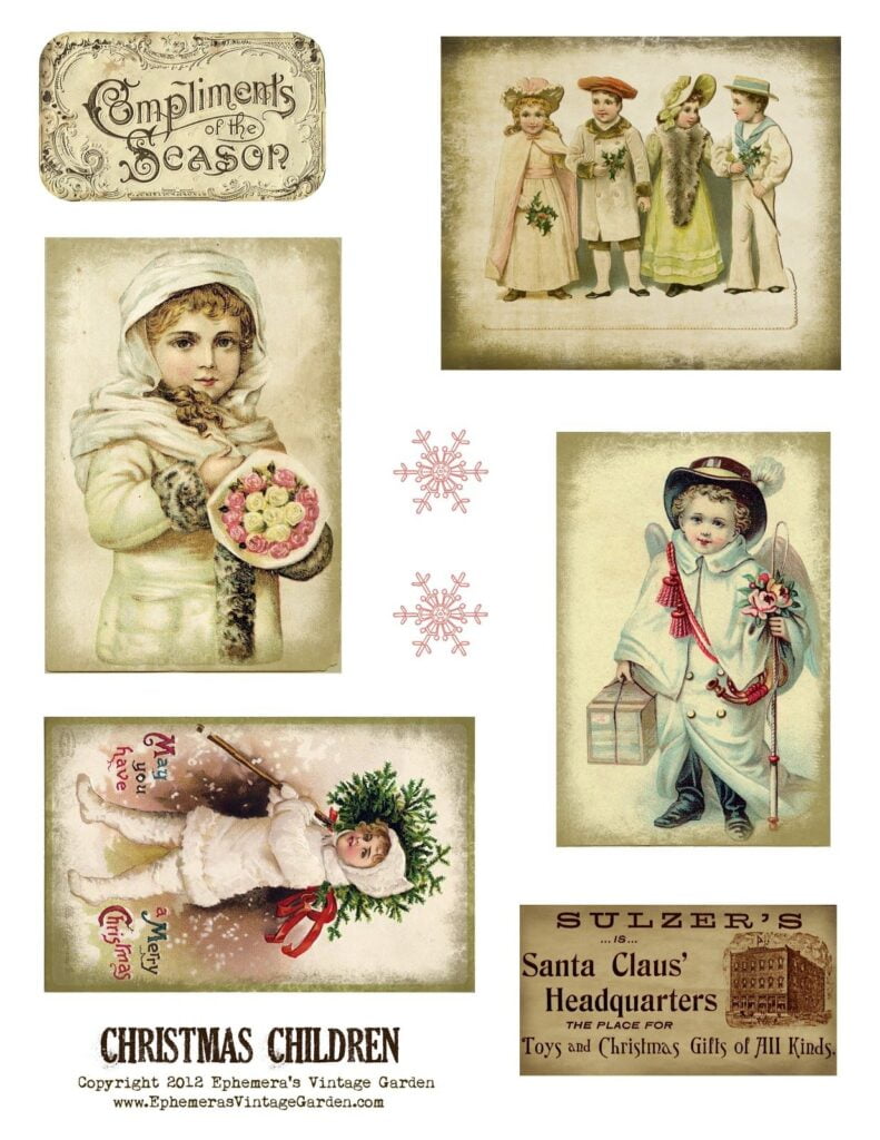 Ephemera s Vintage Garden Free Weekly Printable Christmas Children I Enjoy Vintage Christmas So Muc Christmas Ephemera Kids Christmas Vintage Christmas Cards