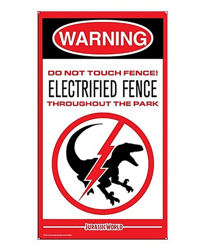 Factory Entertainment Jurassic World Electrified Fence Sign Jurassic Park Party Jurassic World Jurassic Park Birthday