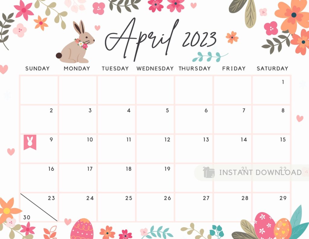 Fillable April 2023 Calendar Printable Cute Spring Summer Etsy de
