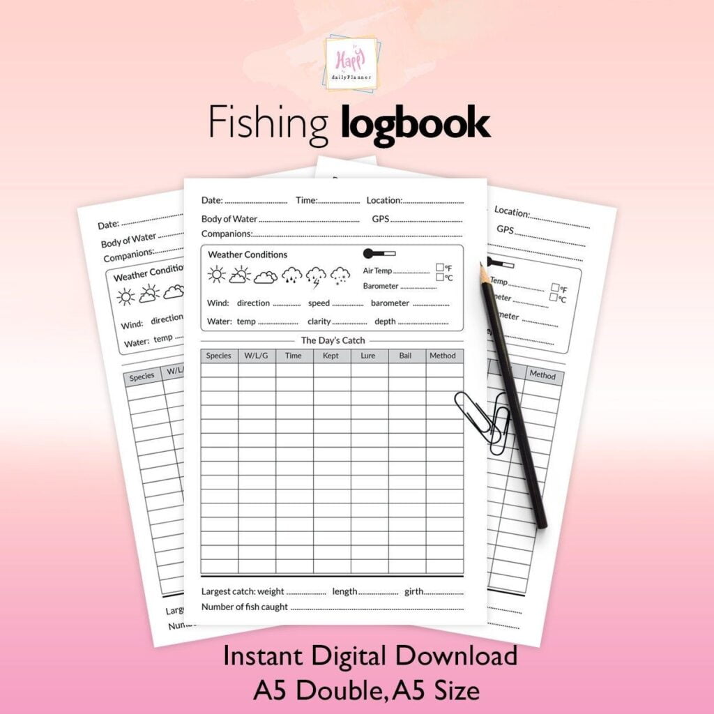 Fishing Log Book A5 Printable Fishing Log Book Etsy Reading Log Printable Book Template A5 Printables