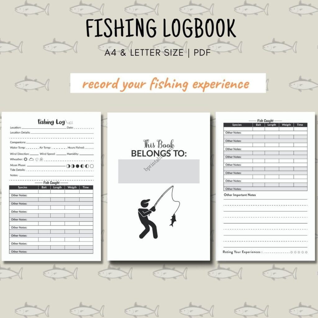 Fishing Logbook Printable Fishing Catch Log Bprintable