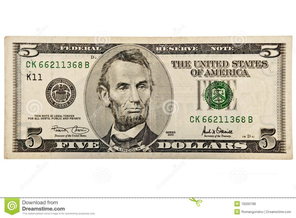 Five Dollar Bill Stock Photo Image Of Sale Rich Five 18200786