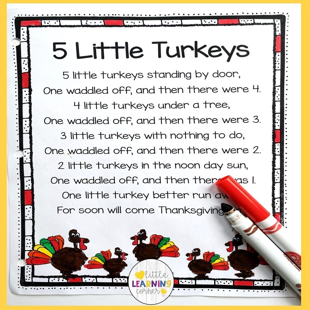 Five Little Turkeys Poem