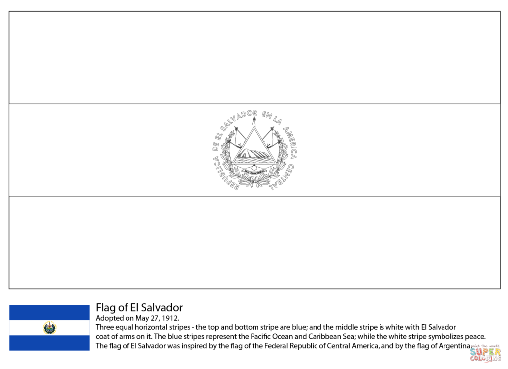 Flag Of El Salvador Coloring Page Free Printable Coloring Pages