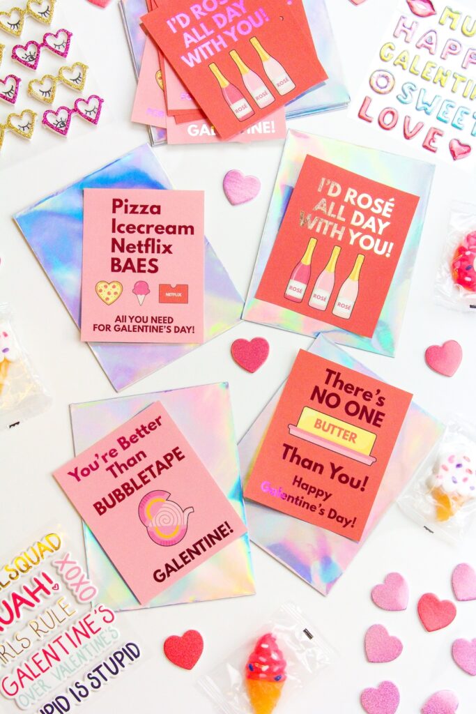 Free Printable DIY Foiled Galentine s Day Cards Brite And Bubbly