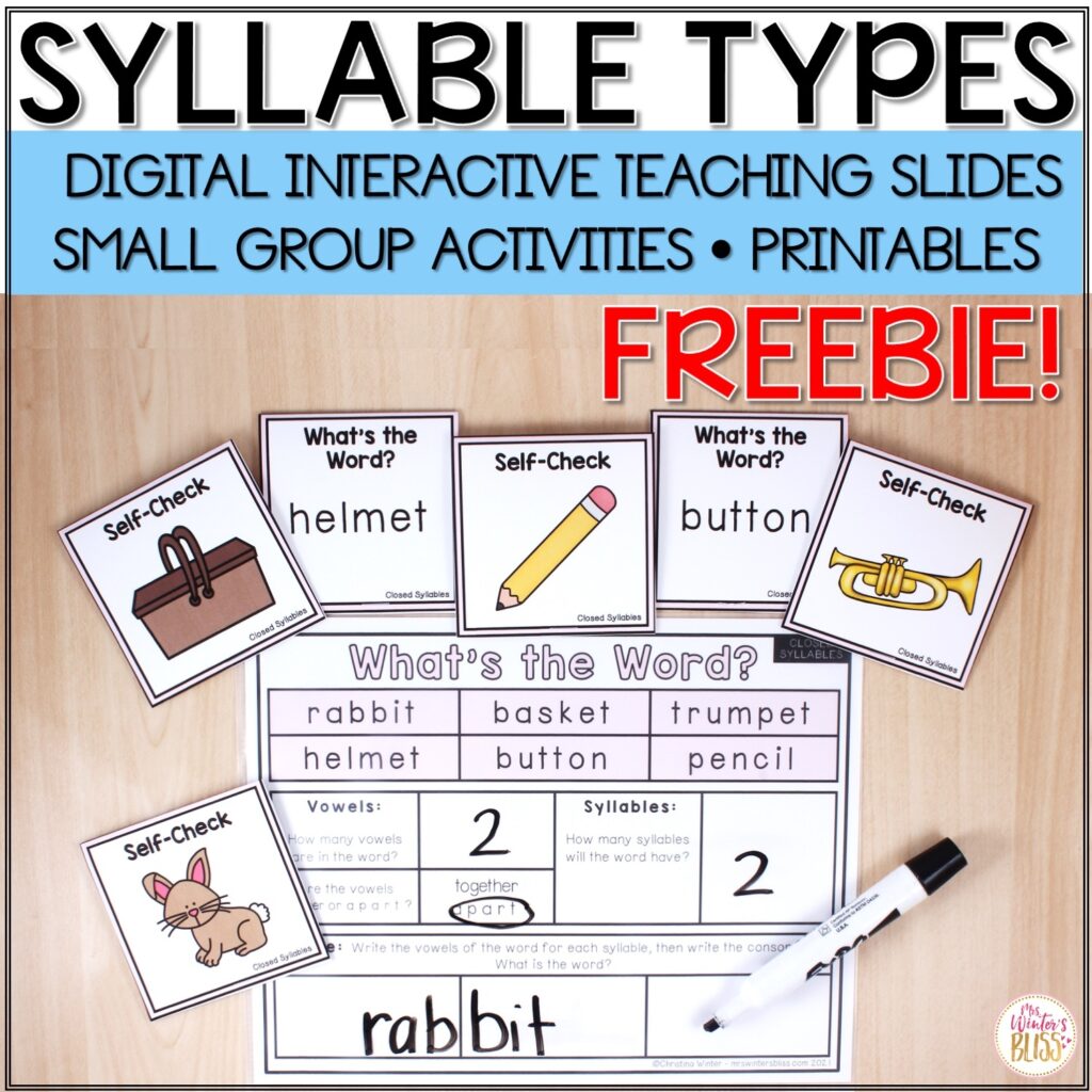 FREE Syllable Types And Syllable Division Digital Printable Activities Mrs Winter s Bliss