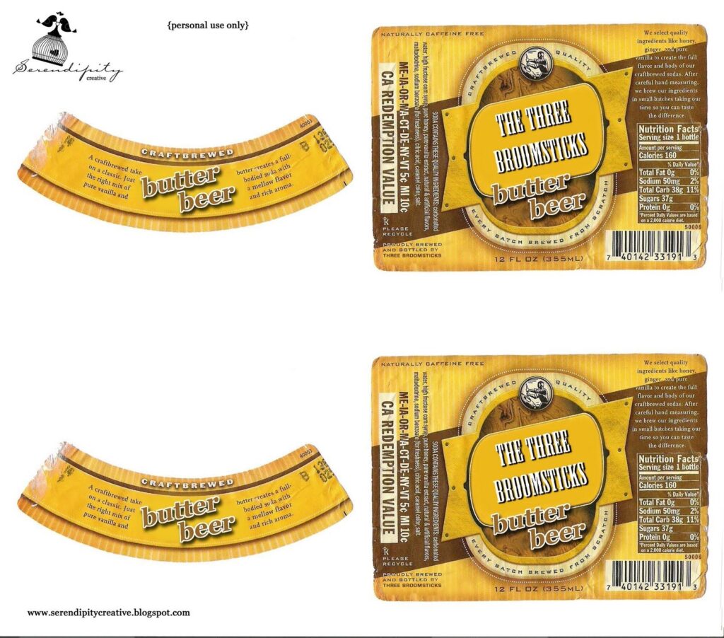 Freebie Harry Potter Butterbeer Labels Recipe Harry Potter Butter Beer Harry Potter Food Harry Potter Printables