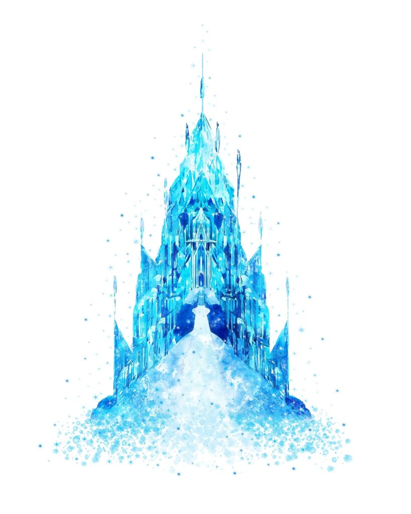 Frozen Castle Watercolor Print Princess Elsa Printable Movie Etsy