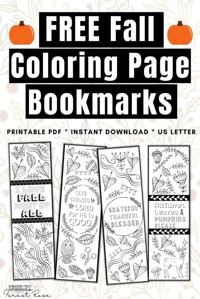 Fun Fall Coloring Page Bookmarks