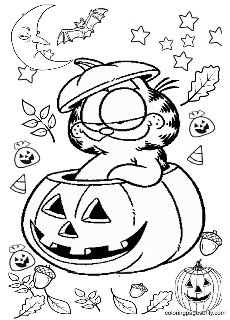 Garfield On Pumpkin Halloween Coloring Pages Halloween Pumpkin Coloring Pages Coloring Pages For Kids And Adults