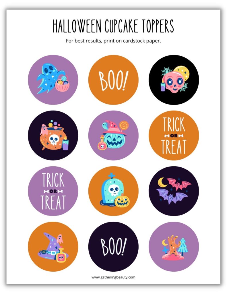Halloween Cupcake Toppers Free Printable Gathering Beauty