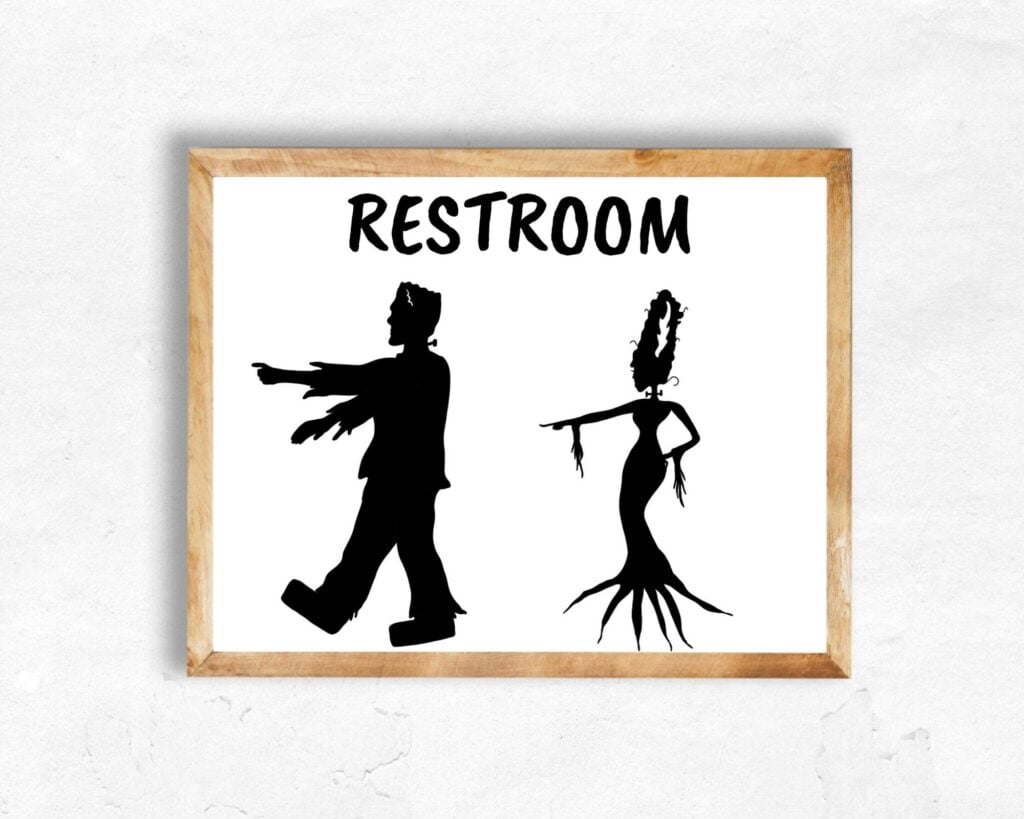 Halloween Restroom Sign Halloween Printable Art Restroom Etsy
