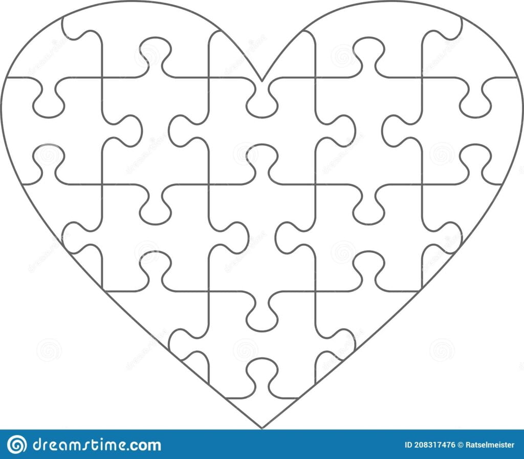 Heart Shaped Jigsaw Puzzle Blank Template Stock Vector Illustration Of Charts Guidelines 208317476