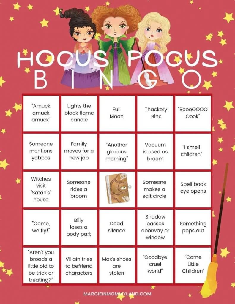 Hocus Pocus Bingo Free Disney Printable For Halloween