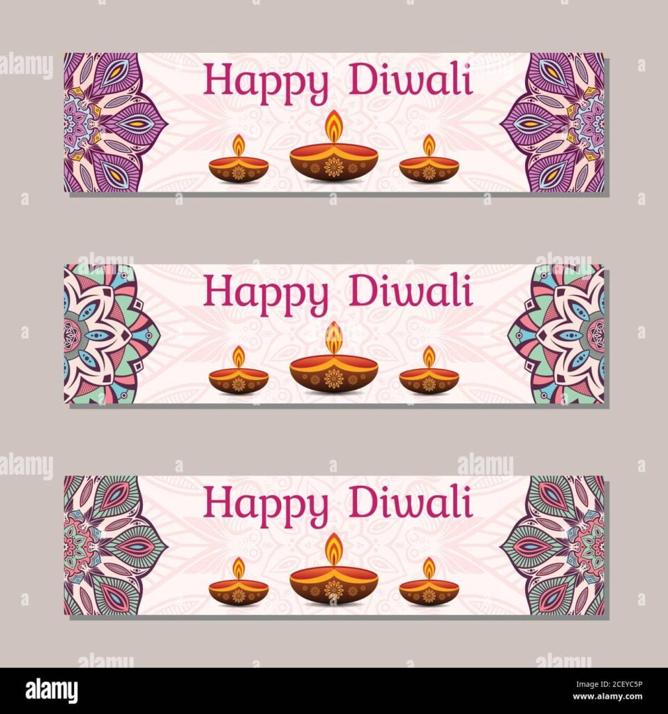 Horizontal Banner Templates For Indian Festival Of Happy Diwali Celebration Creative Website Hader O Banner Design Vector Color Illustration Stock Vector Image Art Alamy
