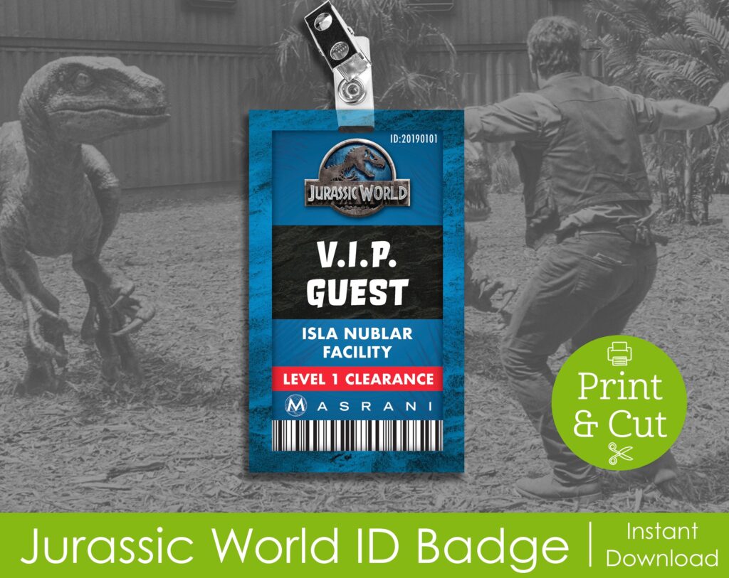 Jurassic Park Printable Badges