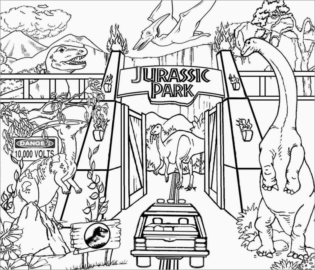 Jurassic Park Gate Coloring Pages ColoringBay Coloring Home